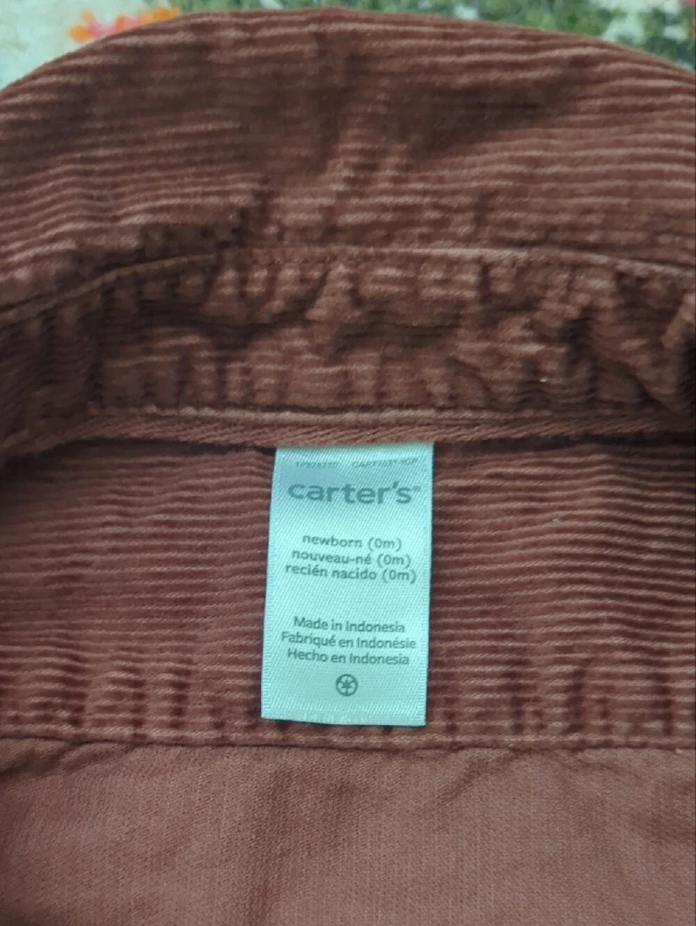 Carter's Newborn Brown Corduroy Jacket Set With Onesie & Jeans